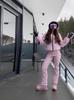 Tuta da Sci alla Moda con Cappuccio da Donna - Calda Giacca con Zip e Set di Pantaloni Lunghi