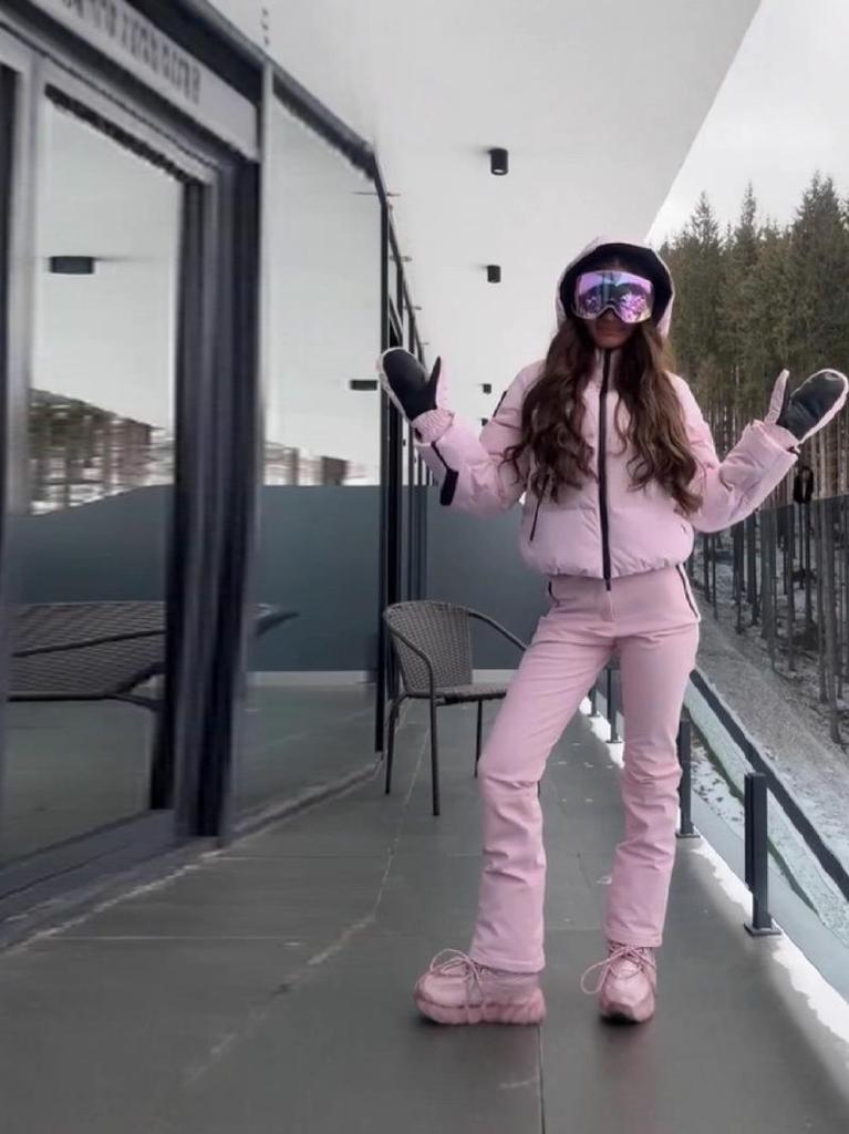 Tuta da Sci alla Moda con Cappuccio da Donna - Calda Giacca con Zip e Set di Pantaloni Lunghi
