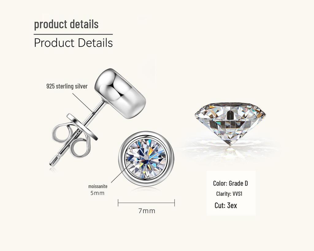 Douyin Bestseller: Versatile Moissanite Stud Earrings - Bubble Couple Style, S925 Sterling Silver, Fashionable & Elegant Jewelry