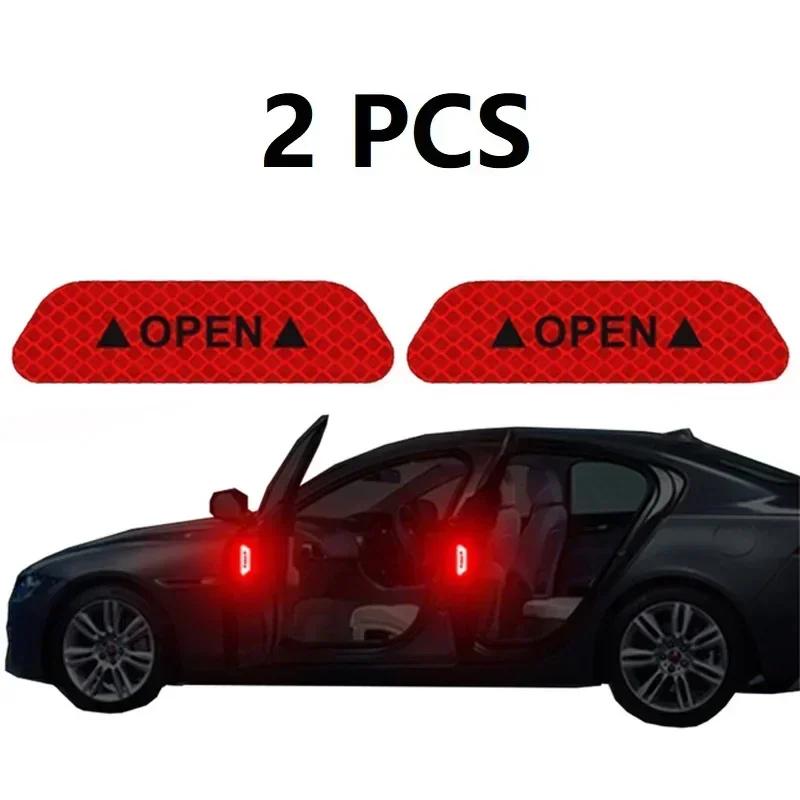 2PCS Car Door Reflective Sticker Safety Opening Warning Reflective Tape Car Accessories Interior Exterior Reflector