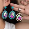 Diamond Turquoise Earrings Retro Western Ethnic Style Alloy Exaggerated Water Drop Earrings Bohemian Earrings