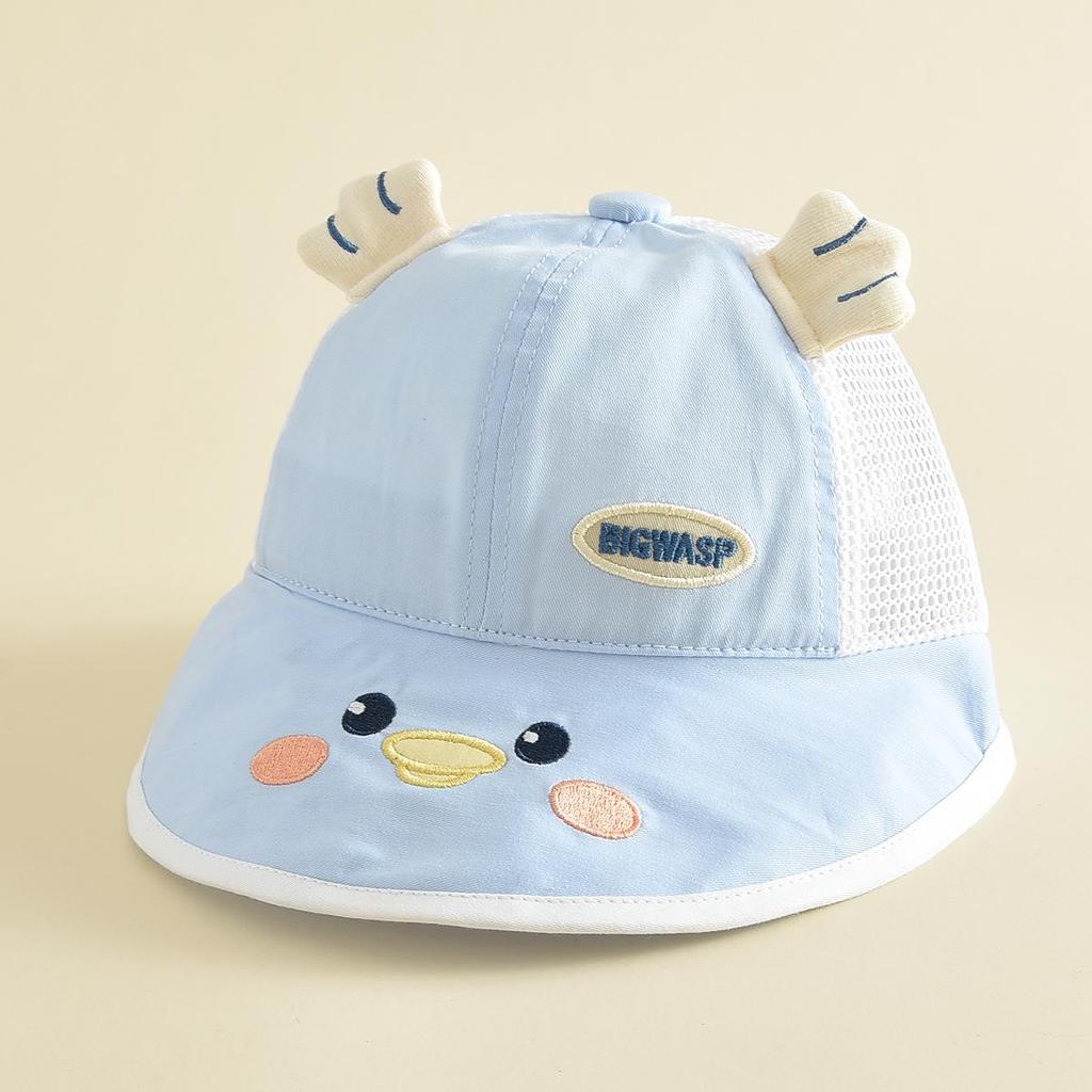 Cute Cartoon Semi-Mesh Children's Windproof Sun Hat - Versatile Outdoor Bucket Hat for Babies