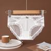 Summer High Stretch Mesh Underwear Thin Breathable Briefs Pure Semi Transparent Lace Bow Panties
