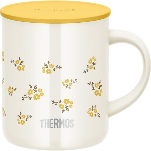 THERMOS Stainless Steel Vacuum Insulated Mug, 350ml, Yellow Flower, JDG-352LTD YF