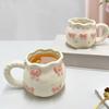 Delicate Ceramic Coffee Mug With Bows Portable Elegant Office Drinkware Dishwasher Safe Tableware Kitchen Tool