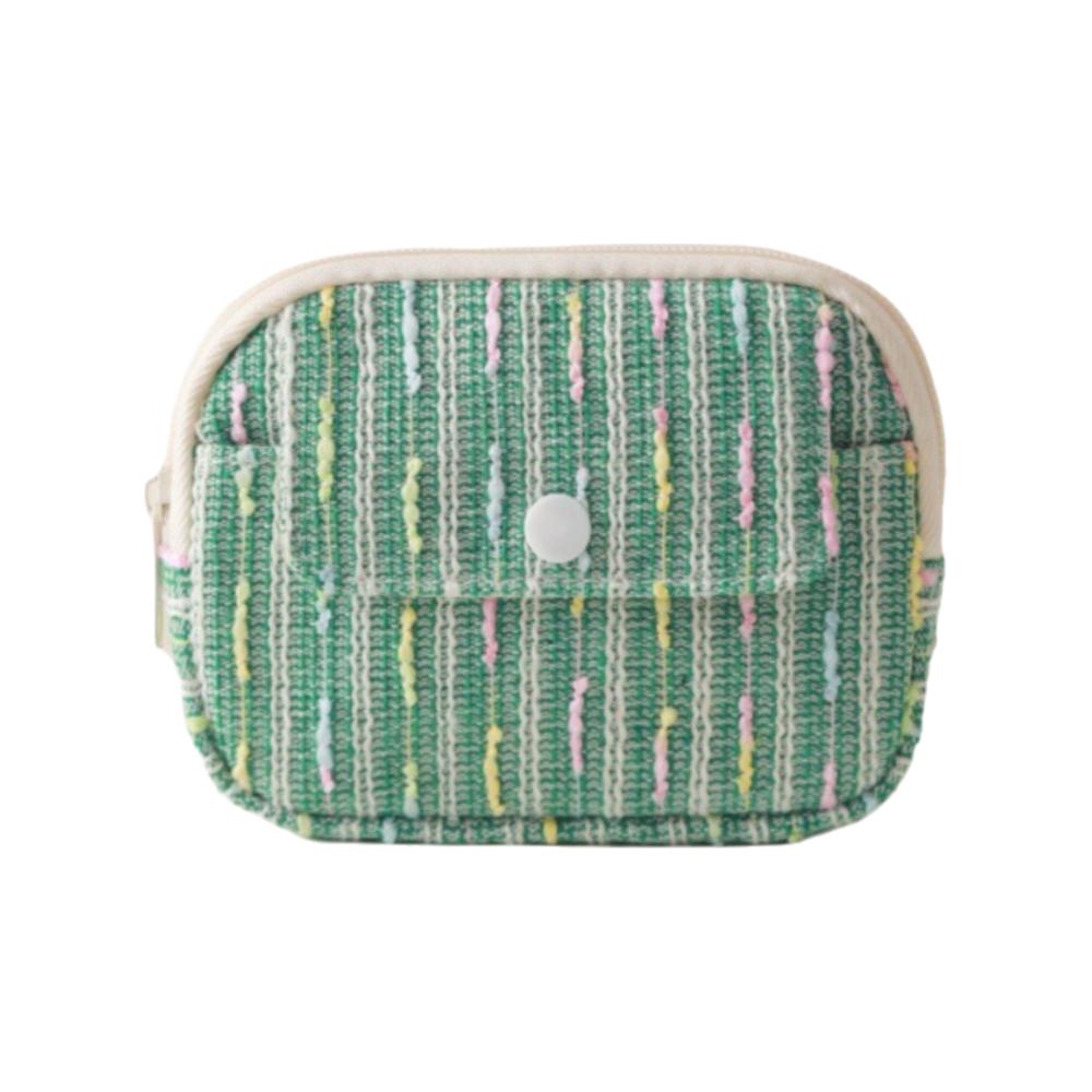 Large Capacity Flip Up Coin Purse Multifunctional Zipper Closure Lipstick Bag Square Shape Soft Material Makeup Bag