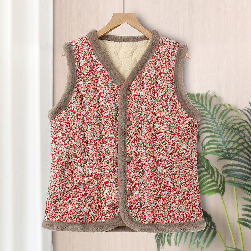 

Мамин жилет с цветочным принтом и флисовой подкладкой: Маленькая хлопковая безрукавка для тепла осенью/зимой, в стиле принцессы 5XL (Suggest 67.5-75 kg) розовый/цветочный