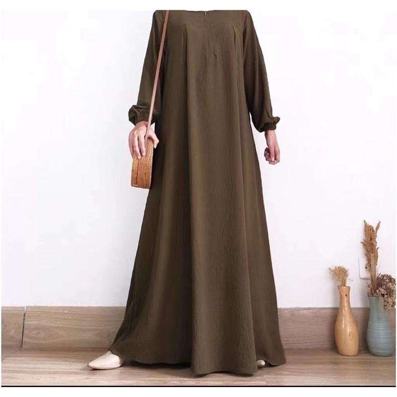 Women's Loose Long Sleeve Maxi Dress Casual Muslim Abaya Long Dress