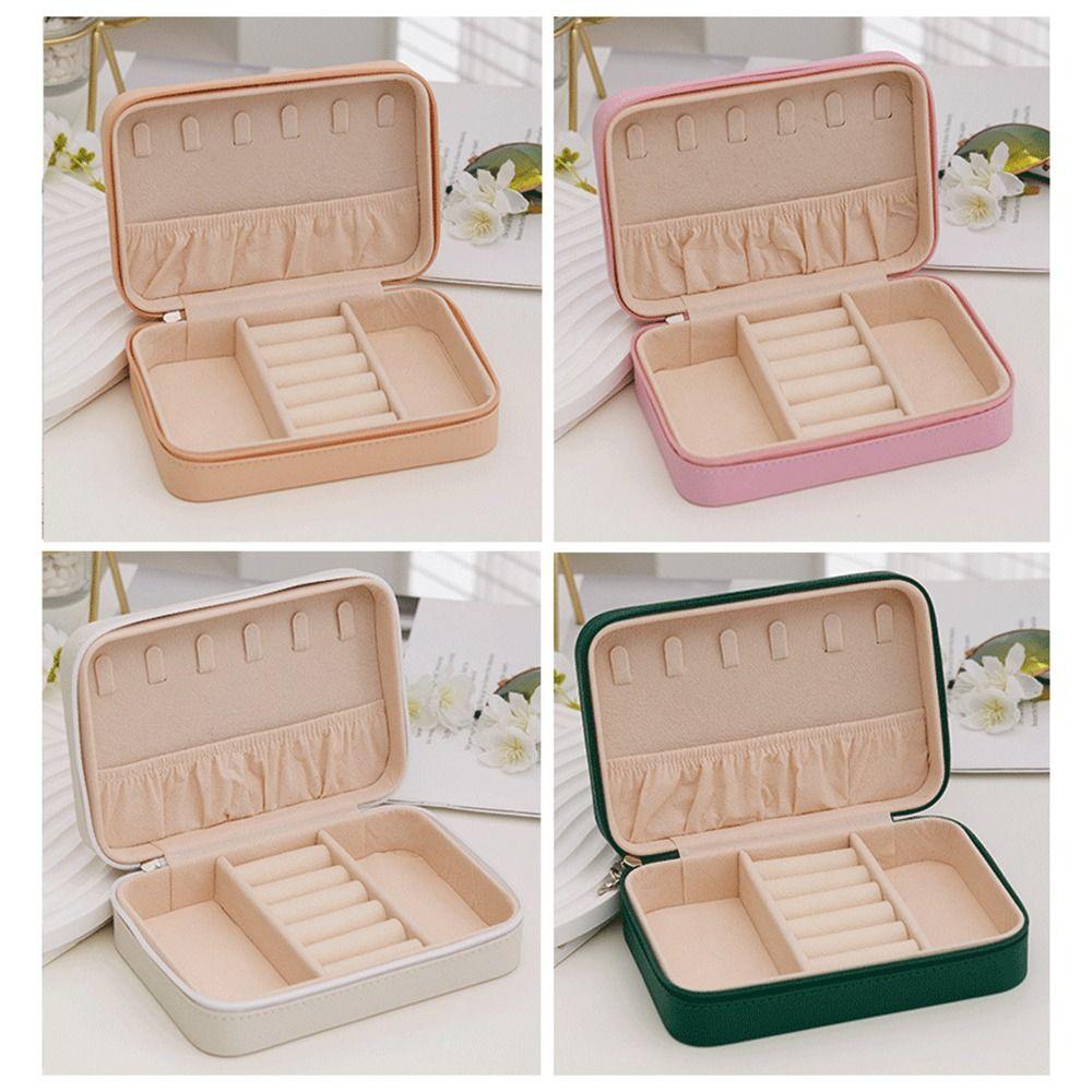 Dustproof Portable Jewelry Organizer Leather Jewelry Display Box  Earrings