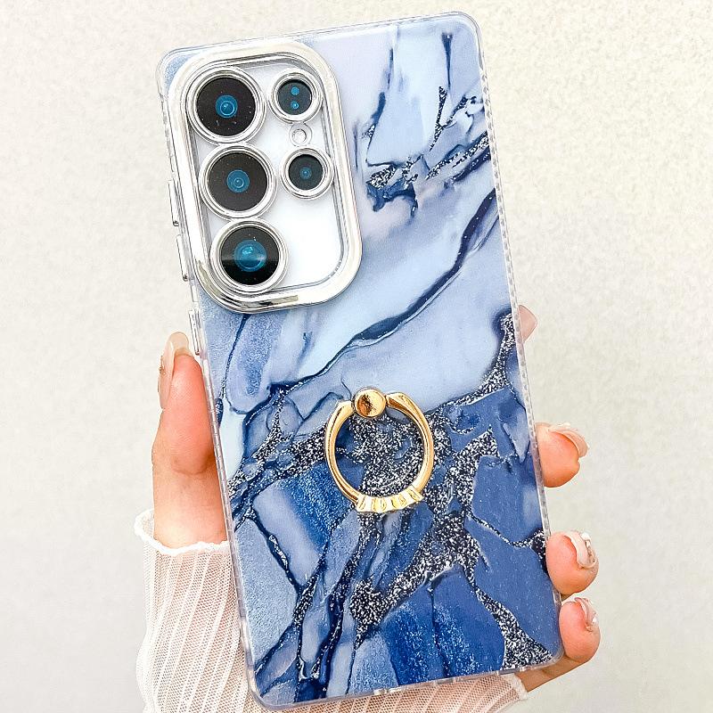 Suitable for Samsung S25 Mobile Phone Case Double Layer IMD Electroplated Marble S24plus Ring A16 Mobile Phone Case