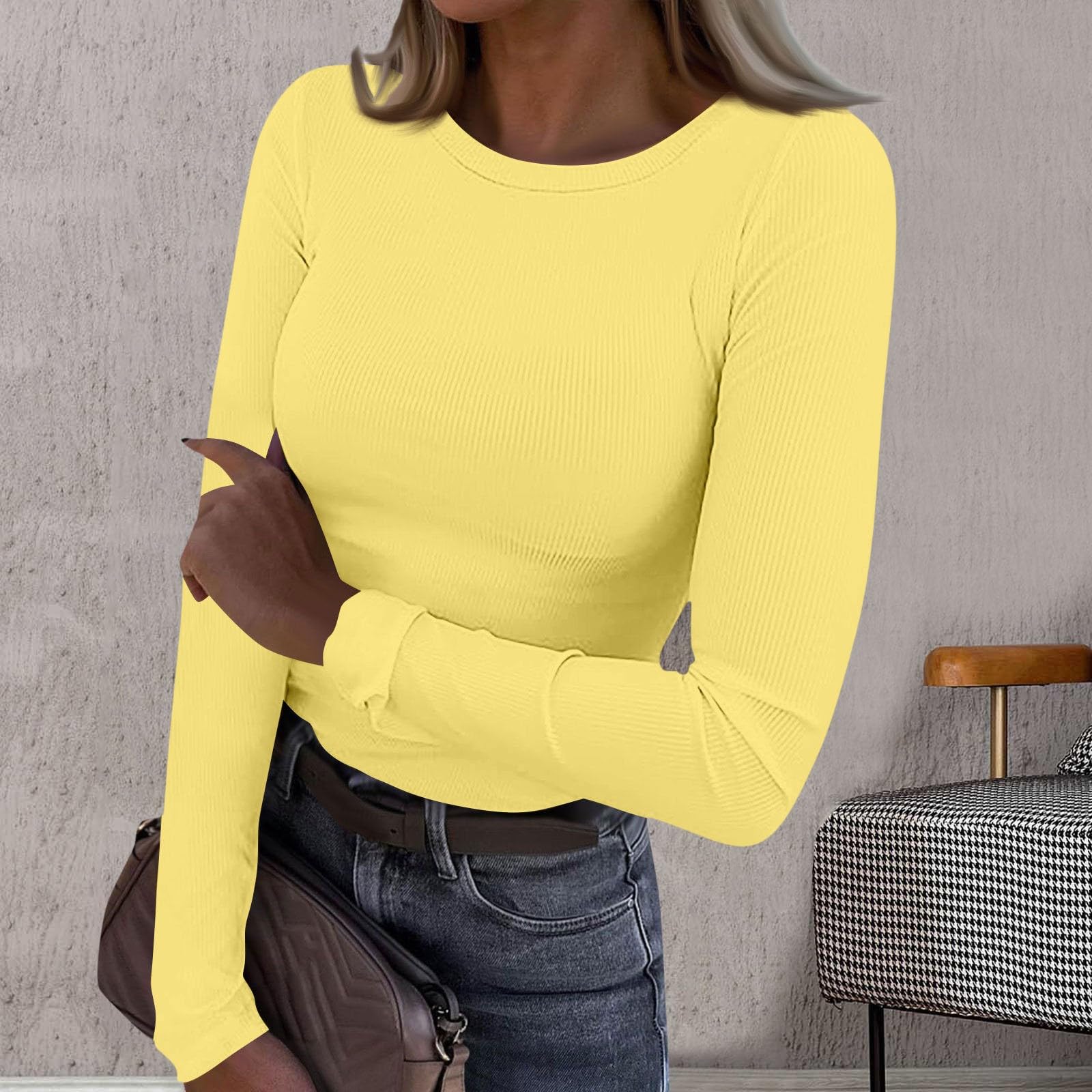 Button Down For Women Long  Sleeve Tops V Neck Collar Blouses Business Casual M