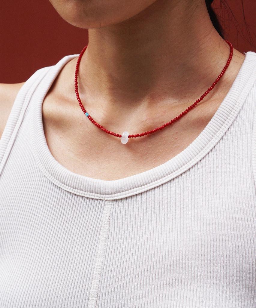 Ourpierre Red Bead Donut Necklace