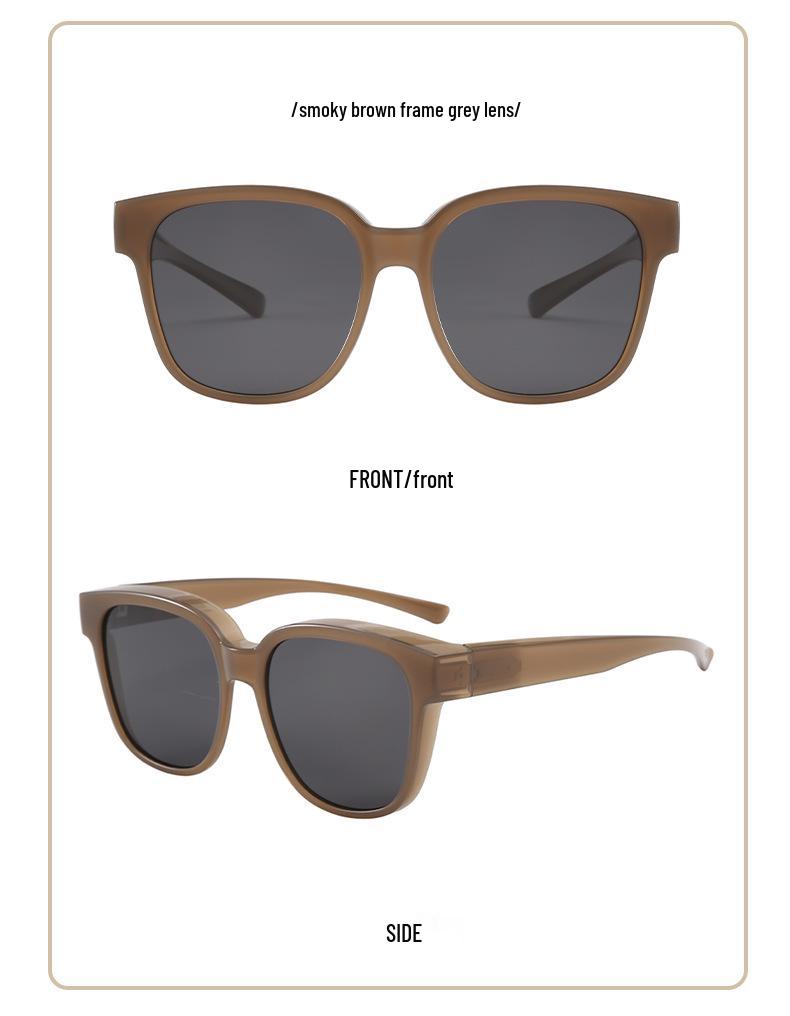 Stylish UV Protection Polarized Clip-On Sunglasses for Women - Large Frame & Color-Changing, Compatible with Myopia Glasses