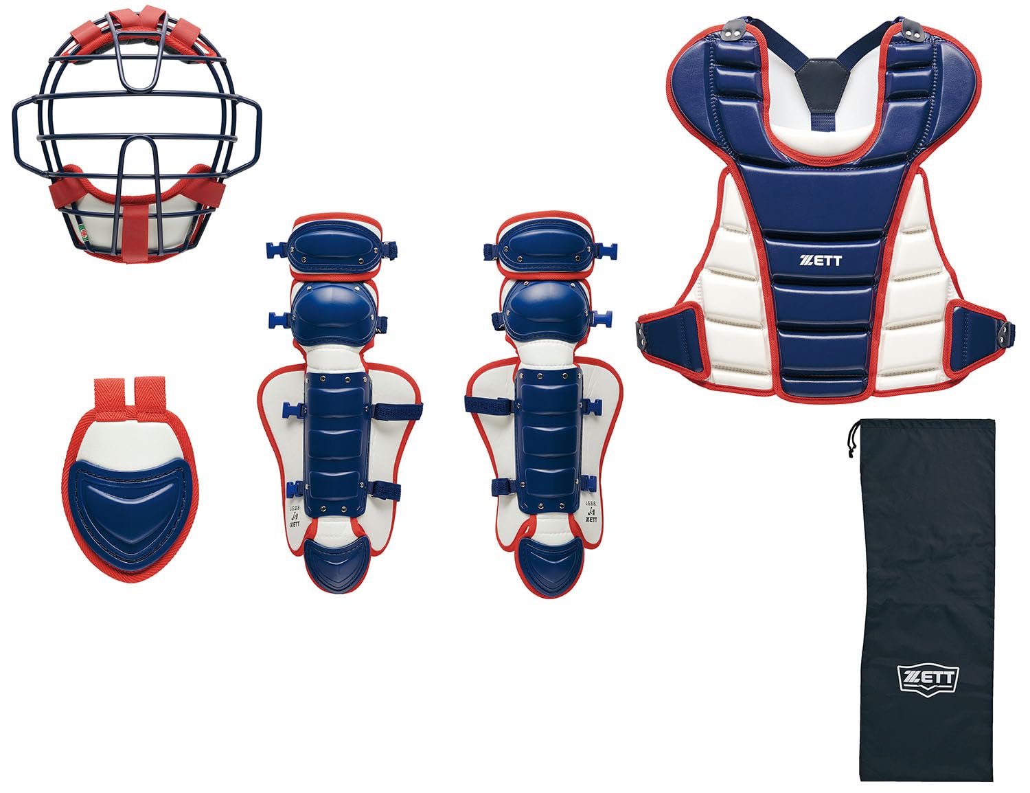 

ZETT Junior Baseball Protector Set for Navy x White Made in BL8330A (4 pieces) Softball/Rubber Softball, (2911), Japan,