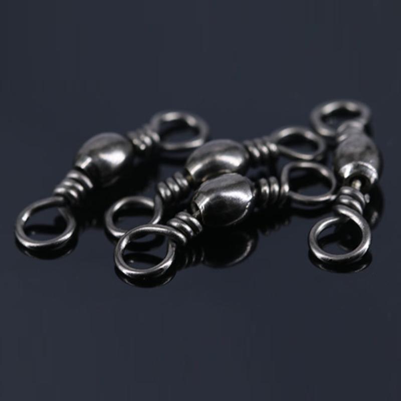 200Pcs Carbon Steel Swivels Fishing Line Connector Fishing Barrels Swivels Rolling Balls Bearing Fishing Swivels Enduring