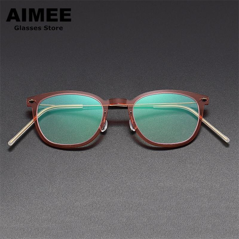 Denmark Brand Screwless Titanium Glasses Frame Men Retro Square Ultralight Eyeglasses Women High Quality Spectacles Frames 6609