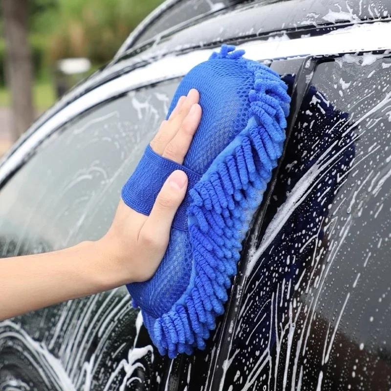 Motorcycle cleaning gloves Washing Sponge Brush Soft Chenille Microfiber Washing Brush Car Cleaning Water Absorbtion Brushes 1PC