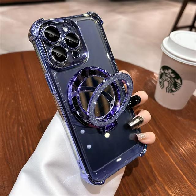 

Shockproof Transparent Mirror Magnetic Bracket Case for Samsung S25 S24 23 S22 S21 Ultra Plus FE A17 A07 A06 A56 A36 A16 A55 A35 A25 A15 A54 A53 A14 Samsung S20 синий