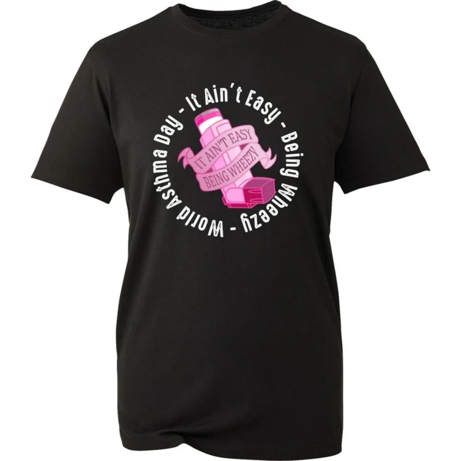 It Ain t Easy Being Wheezy World Asthma Day T-shirt Inhaler Joke Unisex Tee Top Men Women Universal Fashion Casual Crewneck Tee S чёрный