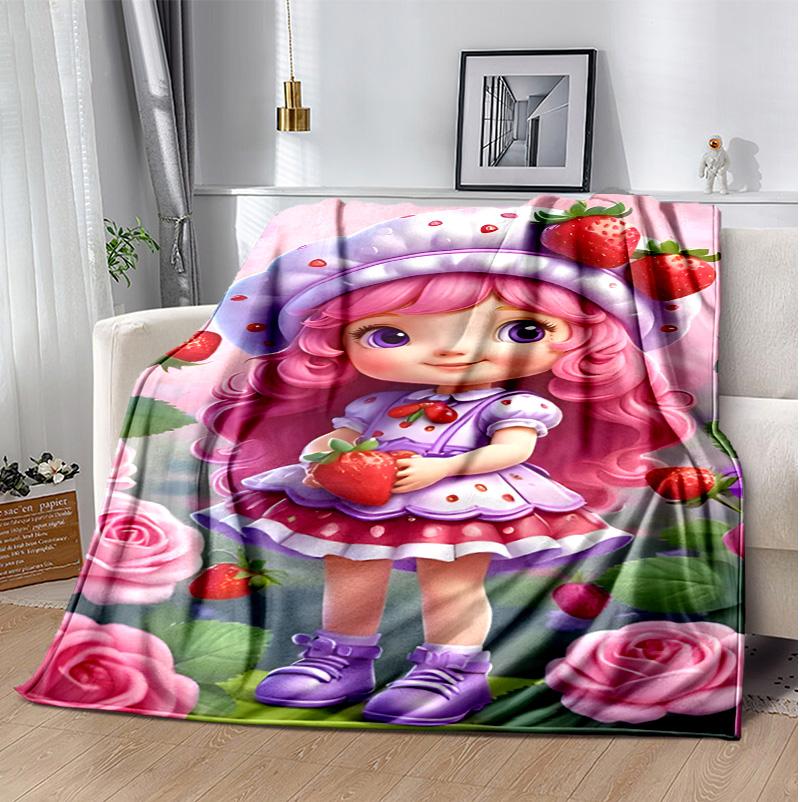Erdbeer-Flanell-Decke Weich Warm Ganzjahres-Überwurf, Design für Camping, Autoreisen, Wandern Sofa, Bett, Büro Perfektes Geschenk für Partys