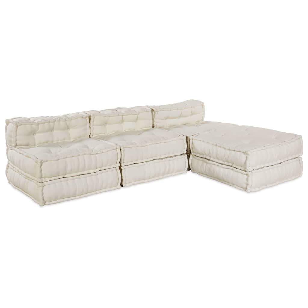 Modular Sofa Set 4 Pcs Cream Fabric
