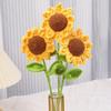 10Pcs Crochet Sunflower with Leaves Handmade Knitting Yarn Flower Decoration Home Office Table Centerpiece Mother's Day Birthday Christmas Gift