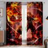 Hot-Blooded Anime Cartoon Style Print Print Window Curtains Black Silk Light Blocking Window Curtains Bedroom Space Living Space Study Kitchen