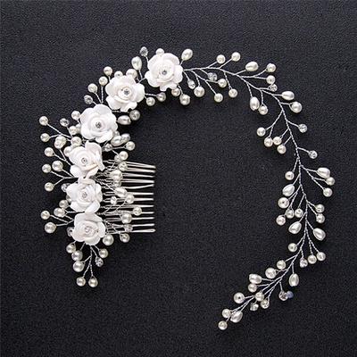 Gioielli per capelli da sposa di lusso per sposa Pettine per capelli di perle Accessorio per capelli fatto a mano