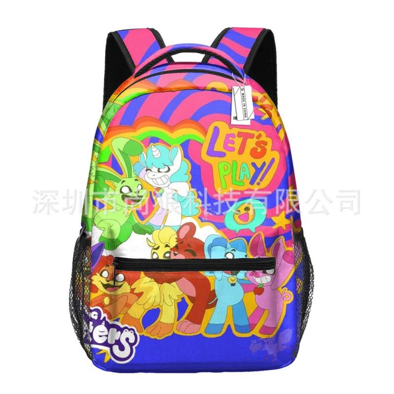 Smiling Critters Printed Backpack Teens - Oxford Fabric Breathable Padded Straps Unisex School Bag