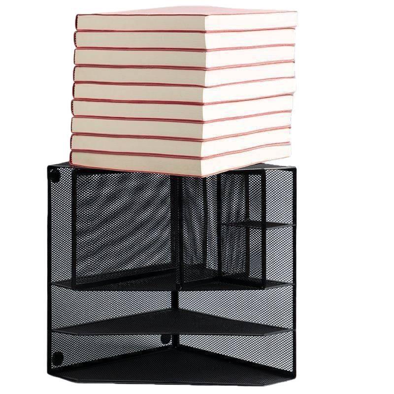 Wrought Iron Metal File & Pen Holder: Office File Rack & Bookshelf Organizer