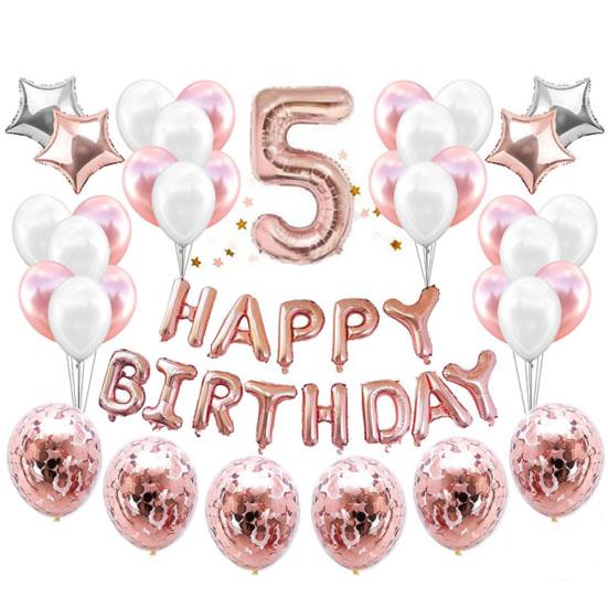 Happy Birthday Number Star Balloons Confettis Set Home Restaurant Party Decor