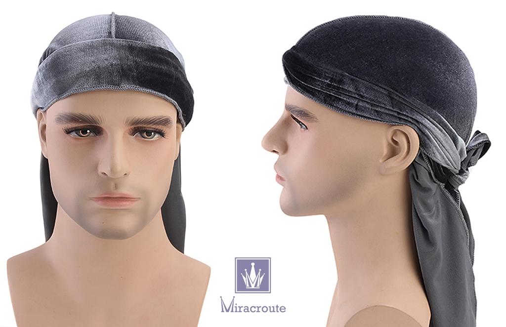 Miracroute Velvet Durag Hip Hop Dance DU-RAG Black White gray