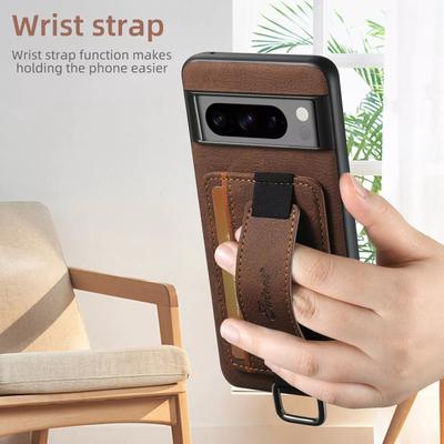 Wallet Case for Google Pixel 9 Pro 8 7 6 Pro Elastic Wrist Strap Kickstand Card Slots Holder Back Cover for Pixel 8A 7A 6A