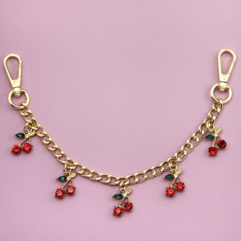 Temperament Glass Stone Red Cherry Chain Jewelry Bag Hanging Jewelry Bag Charm Bag Accessories