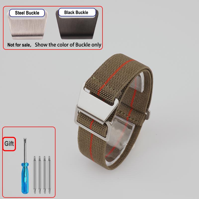 60s French Troops Parachute Bag Elastic Watch Strap 18 20mm 22mm Nylon Watchbands Man's Universal Ballistic Fabric Wristband