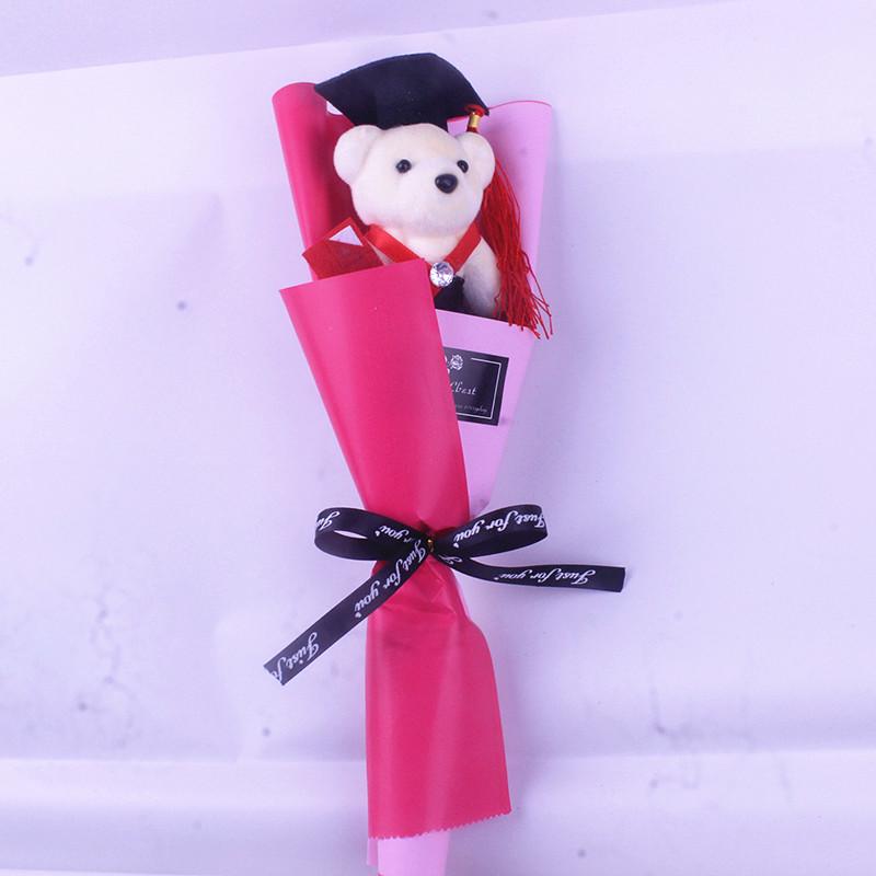 Graduation Bear Bouquet with Sunflower, Rose, and Doctor's Hat - Perfect Gift for Bachelor's or Master's Grad