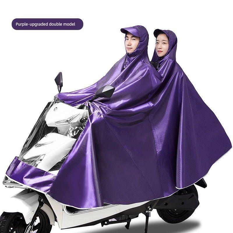 New Model Raincoat for Two-Person Electric Scooter/Motorcycle, Adult Riding Poncho for Single Rider, Enlarged and Thickened