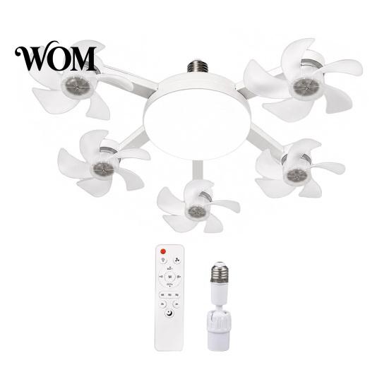 Smart Home Ceiling Fan 3/4/5 Blade with Light & Remote Control, 2-in-1 Silent LED Drone Foldable Blades, 3-Speed Dimmable E27 Socket for Bedroom