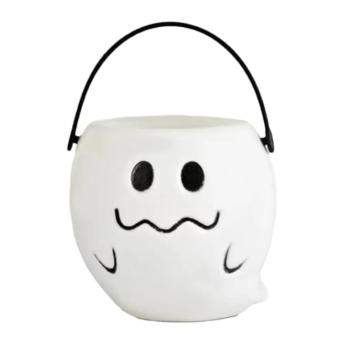 Kids' Halloween Bucket, Halloween Candy Pail, Pumpkin Ghost Favors Holder, Lightweight Pumpkin Ghost Candy Pot, Reusable Pumpkin Ghost Candy Bucket Fo