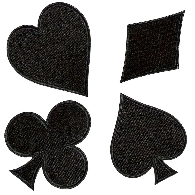 24pcs Poker Pattern Sewing Fabric Patch DIY Various Styles Handmade Cloth Applique Personality Fashion Accessories