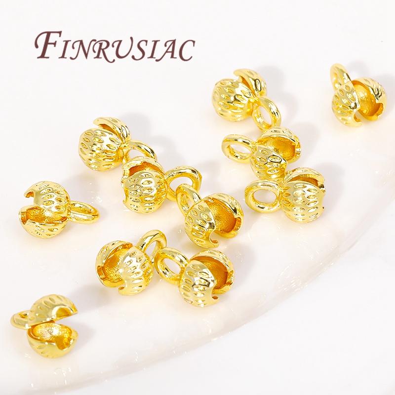4/5.5MM Brass Cord Ends 18K Gold Plated Clam Shell Bead Tip Ball Chain Crimp Findings For DIY Beading Jewellery Making Supplies