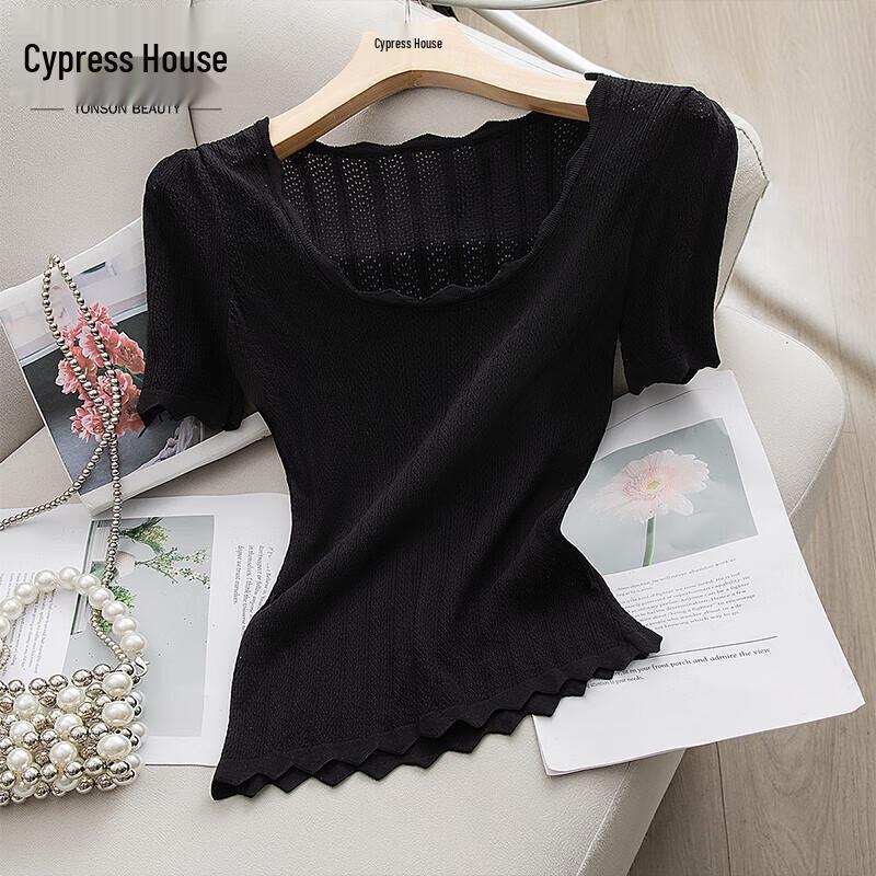 Women s Elegant Slim Fit Round Neck Knit Top One Size