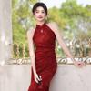 New Chinese cheongsam 1011 new license dress bride engagement toast dress daily wear women's long