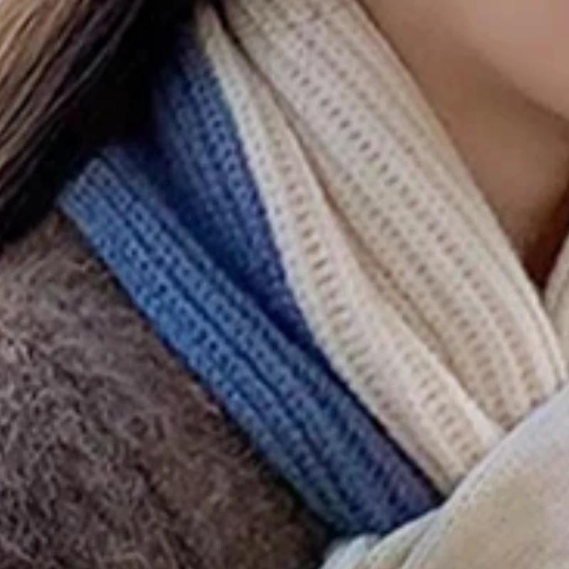 Korean Style Fashionable Casual Color-Blocked Thick Warm Long Scarf For Women