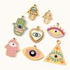 3pcs/Lot Enamel Hamsa Hand DIY Earrings Charms Heart Eye Neaclace Pendant Stainless Steel 14K Gold Color Jewelry Accessory