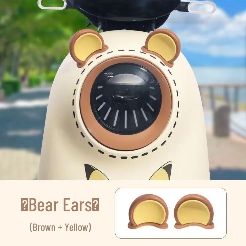 Yadea Bear Ear Electric Scooter Accessories: Cute Battery Car Stickers & Creative Helmet Decorations.
