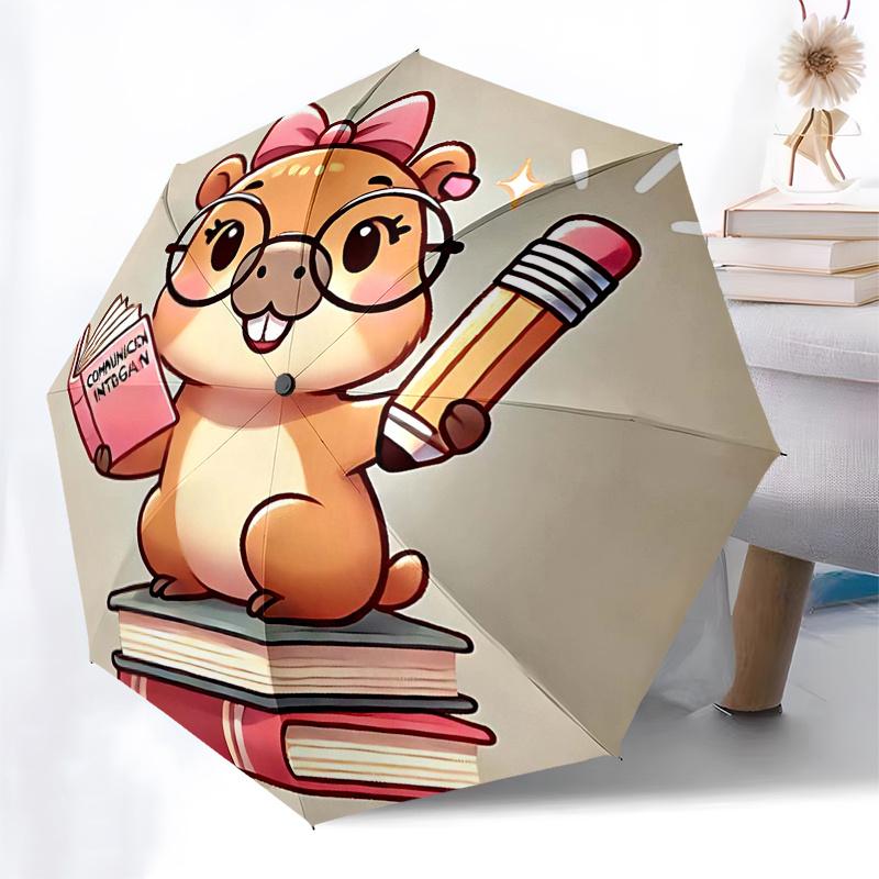 Reiseregenschirm mit Capybara-Motiv - 8 Rippen, Automatisches Öffnen und Schließen, Tragbares faltbares Design, Kompakter und stilvoller Schirm für unterwegs