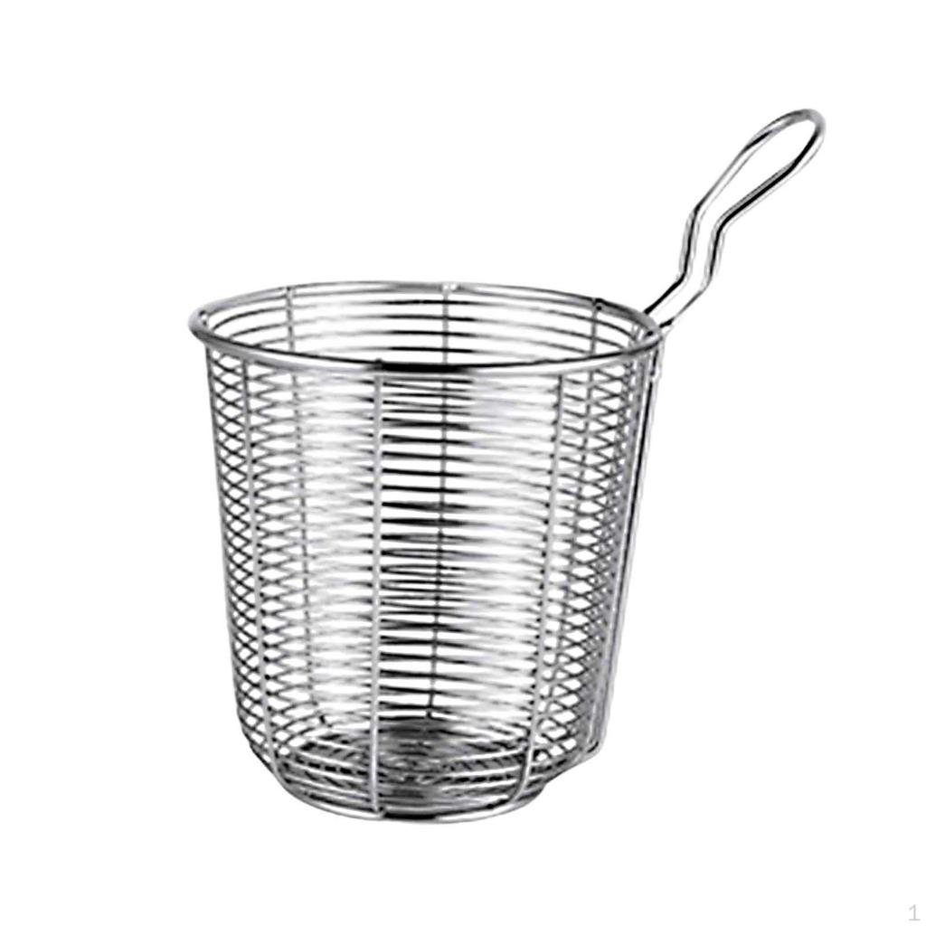 Drain Basket Deep Fryer Strainer Food Round Mesh for Barbecue Clip