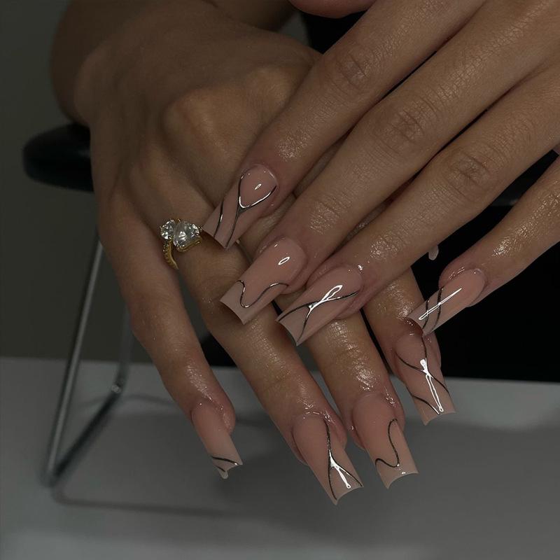 Long Wear Flash Color Diamond Bow False Nails - European & American Style