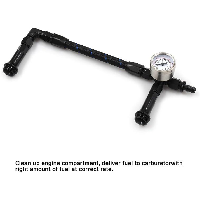Braided AN6 Dual Feed Carb Fuel Line Double Pump For Holley 4150 Carburetor With Vacuum Pressure Gauge